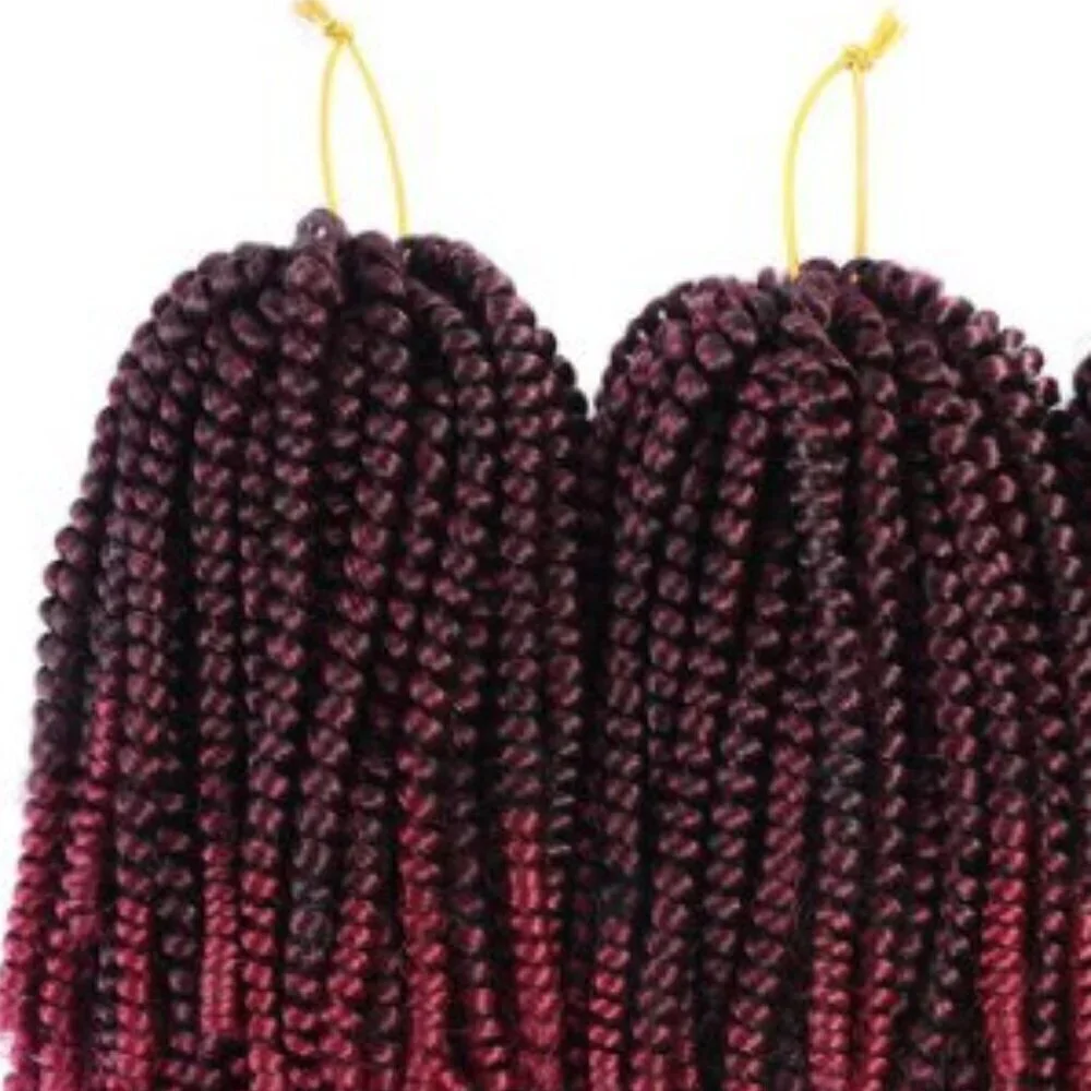 NEW BURGUNDY OMBRE SPRING TWIST HAIR EXTENSIONS 2 PACK